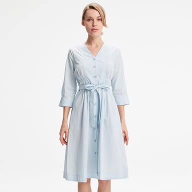 Minimalistisches Hemdblusenkleid aus Baumwolle mit geknotetem Gürtel