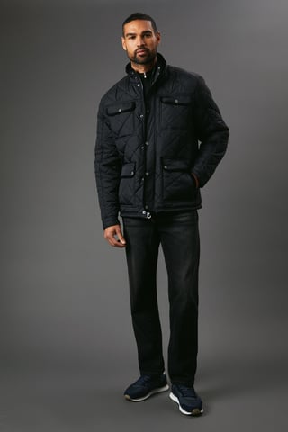 Funnel Neck Four Pocket Quilted Jacket
