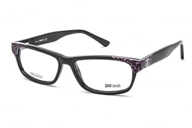Just Cavalli Rectangular acetate Women Eyeglasses Black Spotted / Clear Lens