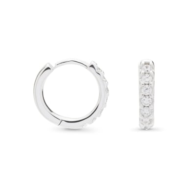 Luxenter Ohrring, 925 Sterling Silber Leofcar und glänzende Zirkonia mit rhodinierter Oberfläche