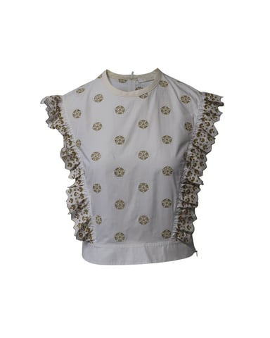 Chloe Broderie Anglaise Crop-Top aus weißer Baumwolle
