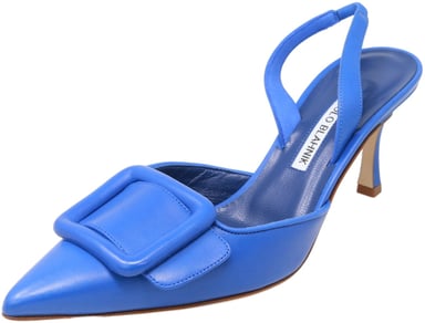Manolo Blahnik Women's Maysli Nappa Ankle-High Leather Slingback