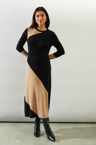 Colourblock Knitted Midi Dress