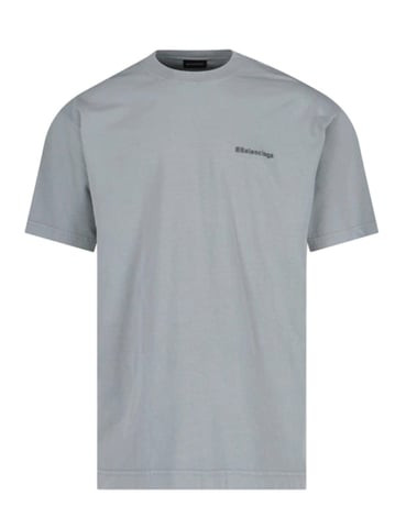 Balenciaga BB-Logo-gesticktes, übergroßes T-Shirt in Grau