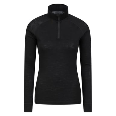 Mountain Warehouse Damen/Damen Merinowolle Zip Neck Thermal Top (Schwarz)