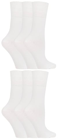 Gentle Grip - 6 Paar Damen-Diabetiker-Socken mit Honigkamm-Oberteil und handgekettelten Zehennähten - Weiß