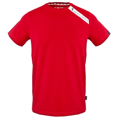 Rotes T-Shirt mit Aquascutum-Schultermarkenlogo