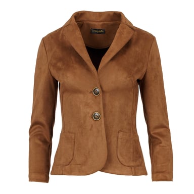 Braune, taillierte Jacke in Alcantara-Optik