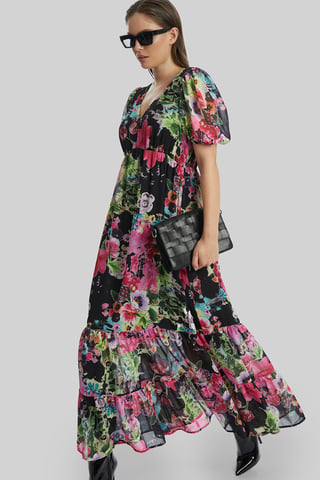 Floral V-neck Midi Dress