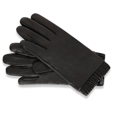 Barneys Originals Black Leather Gloves With Elasticated Cuff