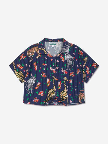 KENZO KIDS Girls Short Sleeve Shirt in Blue