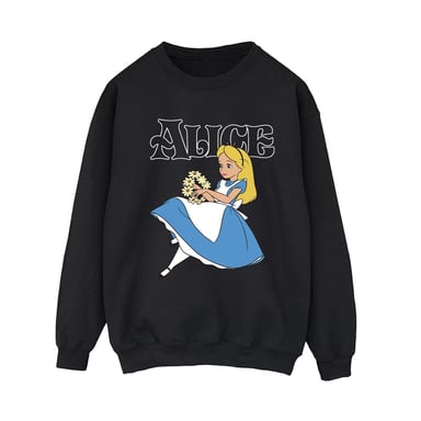 Disney Frauen/Damen Alice im Wunderland Blumen Sweatshirt (Schwarz)