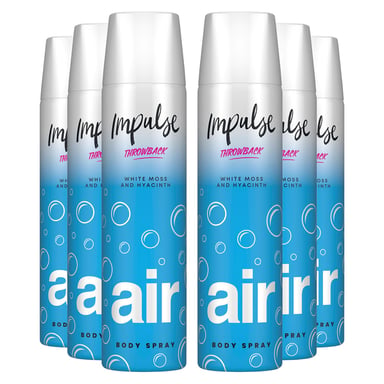 Impulse Oxygen Air Body Spray Made with White Moss and Hyacinth Scent 75ml, 6pk