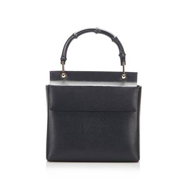 Vintage Gucci Bamboo Leather Handbag Black