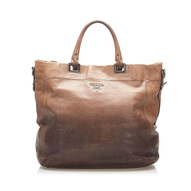 Vintage Prada Vitello Shine Satchel Brown