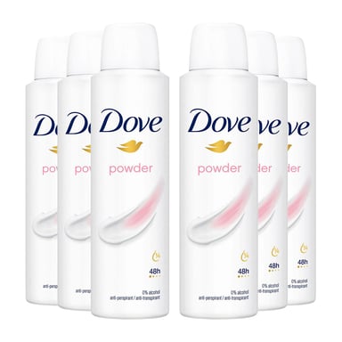 Dove Powder Anti-Perspirant with 48H Sweat Protection Deo for Women 150ml, 6pk