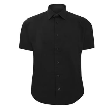 Russell Collection Herren Kurzarm Hemd (Schwarz), pflegeleicht