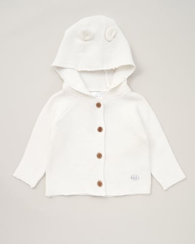 Hooded Bear Cotton Knit Cardigan