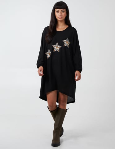 Hi-Low Hem Stars Print Top