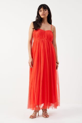 Tulle Strappy Bandeau Maxi Dress