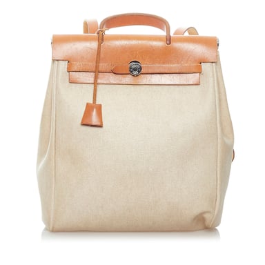 Vintage Hermes Herbag Canvas Backpack Brown