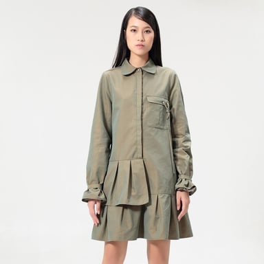 Hemdblusenkleid im Safari-Stil mit langen Ärmeln