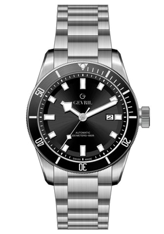 Gevril Herren Yorkville Schweizer Automatik Sellita SW200 Schwarzes Zifferblatt Edelstahl Uhr