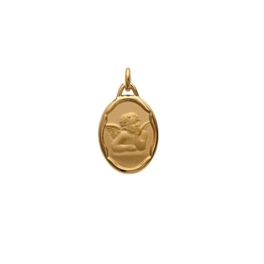 Médaille Pendentif Bapteme Femme-Homme-Enfant Ange et Plaqué Or jaune ovale