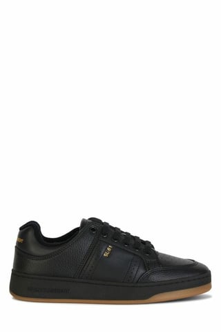 Saint Laurent Schwarze Kalbsleder Low-Top Sneaker