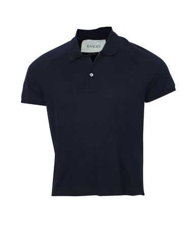 Gucci Snack Back Polo-Shirt aus Baumwolle in Marineblau