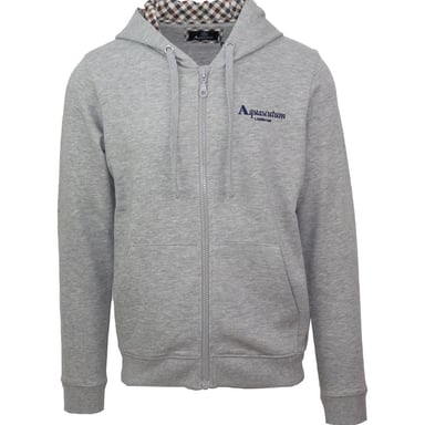 Aquascutum Klassische geprägte Signatur Logo Grau Zip-Up Hoodie