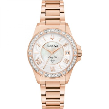 Bulova Marine Star Damenroségold Uhr 98R295