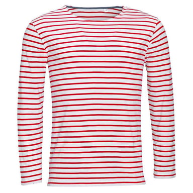 SOLS - "Marine" T-Shirt für Herren Langärmlig (Weiß/Rot)