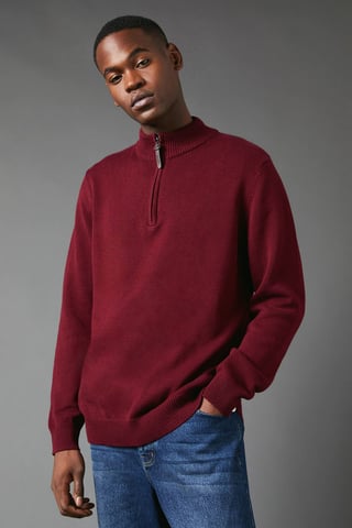 Premium Pure Cotton Half Zip Funnel Jumper