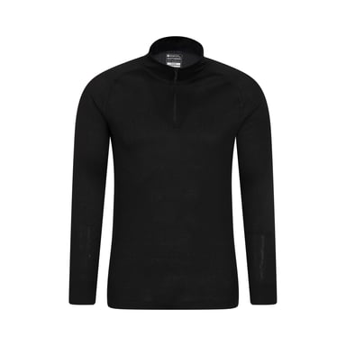 Mountain Warehouse Herren Talus Zip Neck Langarm Thermal Top (Schwarz)