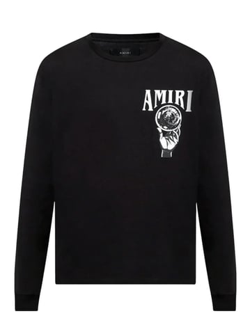 Amiri Crystal Ball Logo bedrucktes langärmeliges T-Shirt in Schwarz