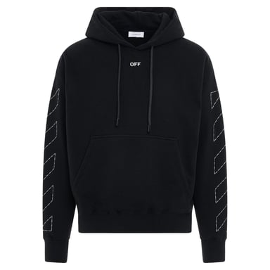 Off-White Off Stitch Diag Design Skate Fit Schwarzer Kapuzenpullover