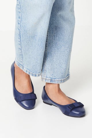Wide Fit Paris Bow Detail Ballet Pumps