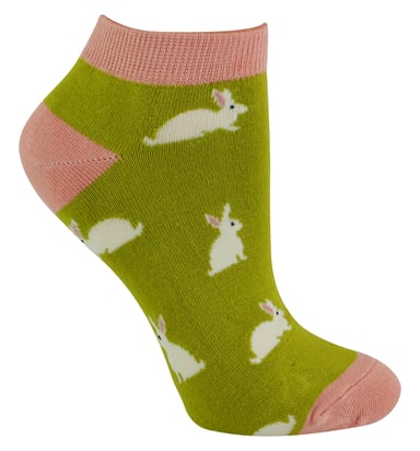 Damen Bambus Trainer Socken | Miss Sparrow | Atmungsaktive Low Cut Socken für Frauen - Kaninchen (Lime)