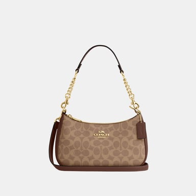 Teri Shoulder Bag in Signature Canvas with Chain Strap
