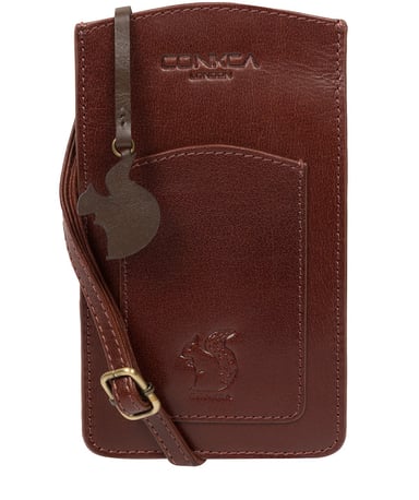 Siren' Conker Brown Leather Cross Body Phone Bag