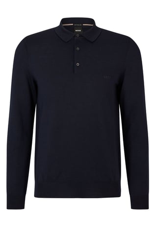 Boss Black Bono-l Long Sleeved Polo Shirt Dark Blue
