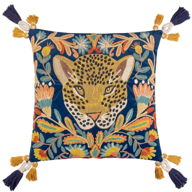 Wylder Tropics Regal Leopard bestickter Samt Kissenbezug