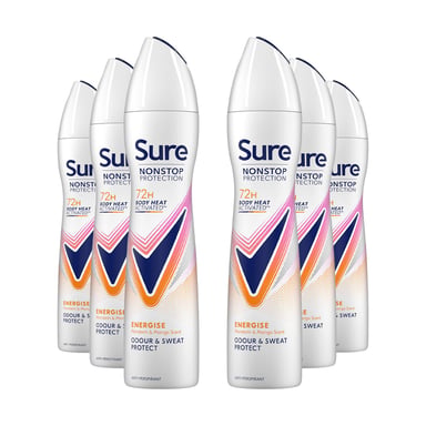 Sure Women Energise Deodorant Spray with 72H Nonstop Protection 250ml, 6 Pack