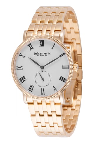Johan eric holstebro men's watch, rose gold case, white dial, rose gold bracelet