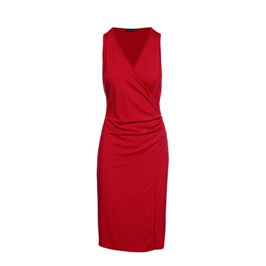 Ärmelloses Kleid in Wickeloptik in Rot