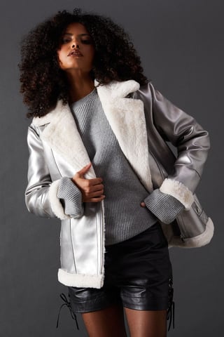 Metallic Aviator Jacket