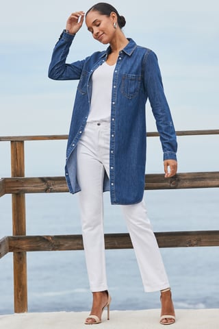 Dark Indigo Denim Relaxed Fit Longline Shirt