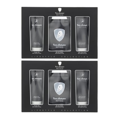 Lamborghini Mitico Eau De Toilette 125ml, Shower Gel + Aftershave Balm Set x 2