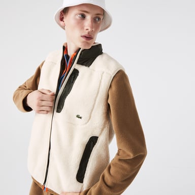 Lacoste Ärmellose Sherpa Fleece Jacke Für Herren In Creme